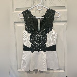 Lipsy Black and White Sheath Dress with V-Neck